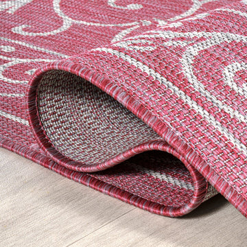 Charleston Vintage Filigree Textured Weave Indoor/outdoor Round Rug